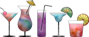 Cocktails, Aquarelle, Coloré, Peinture