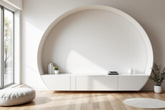 étagère murale arrondie dans un intérieur moderne et élégant