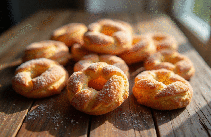 Craquelins croustillants sur table en bois au matin
