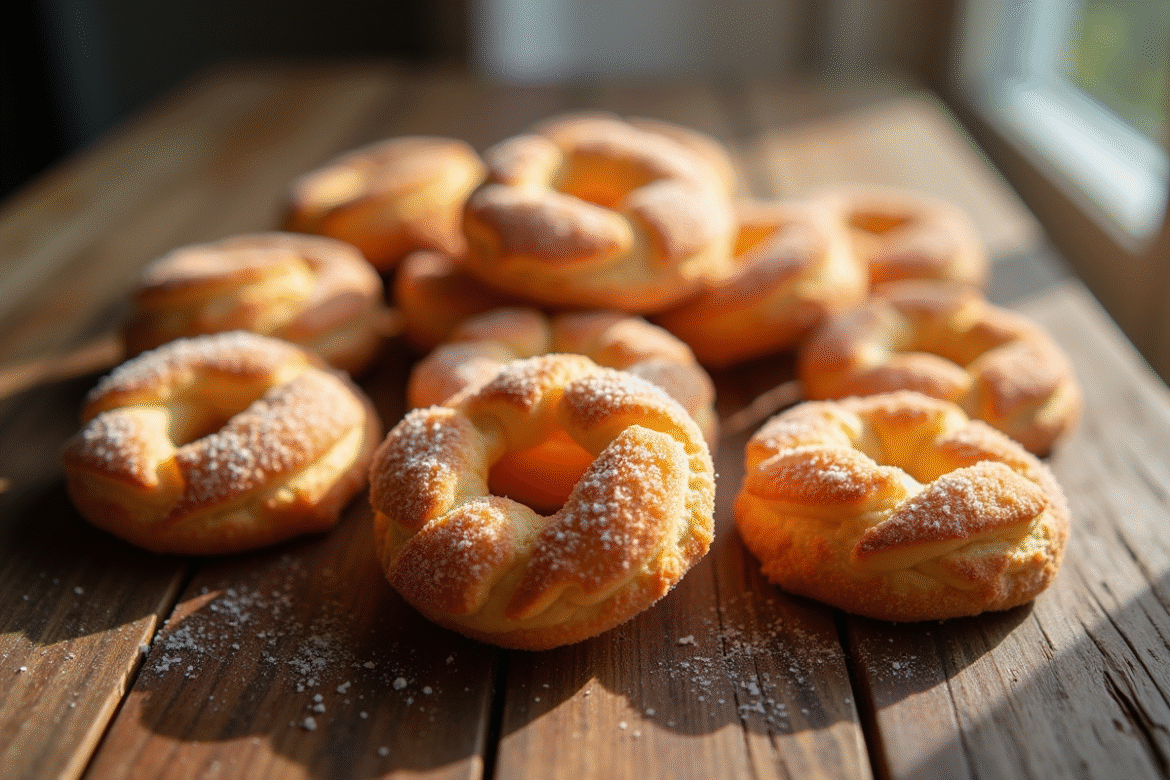 Craquelins croustillants sur table en bois au matin