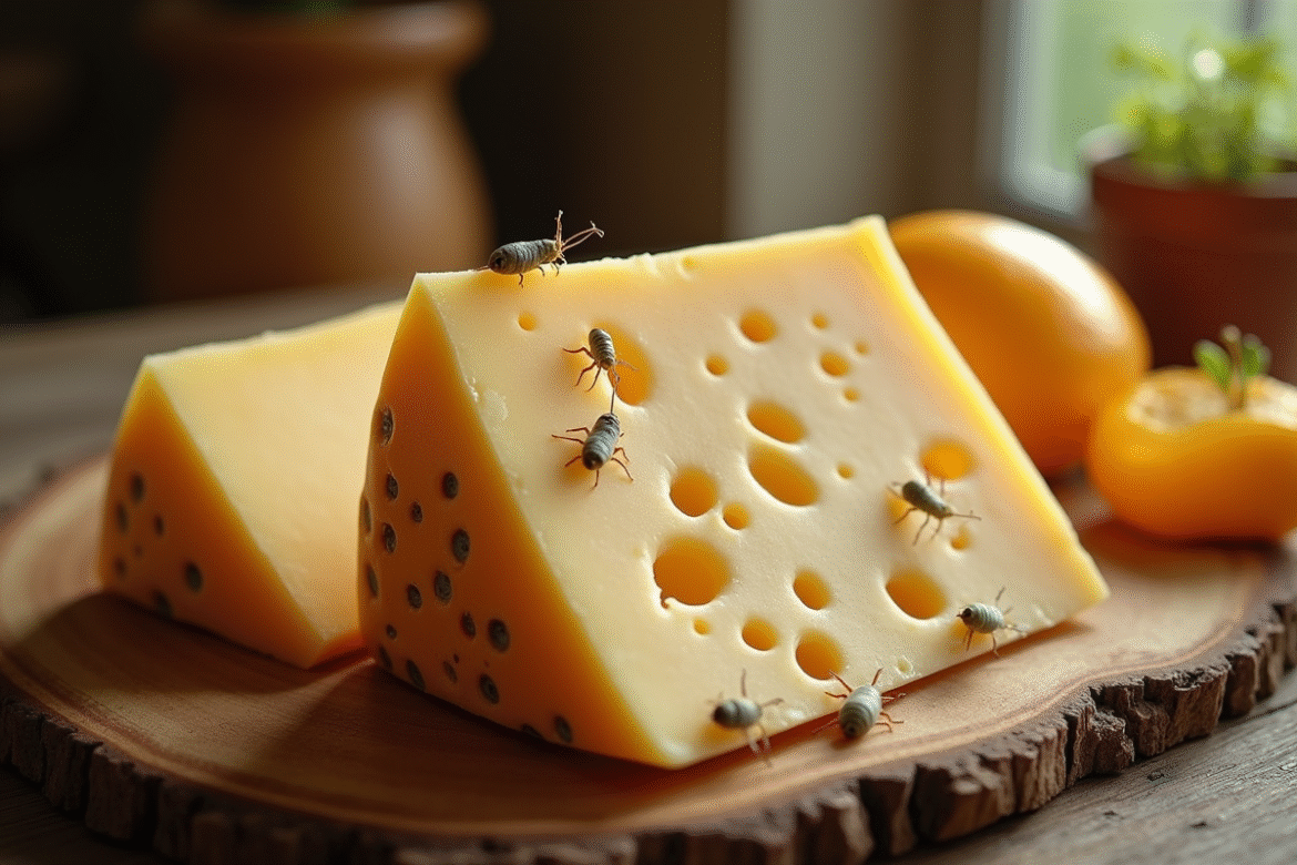 Fromage corse avec maggots visibles sur sa surface