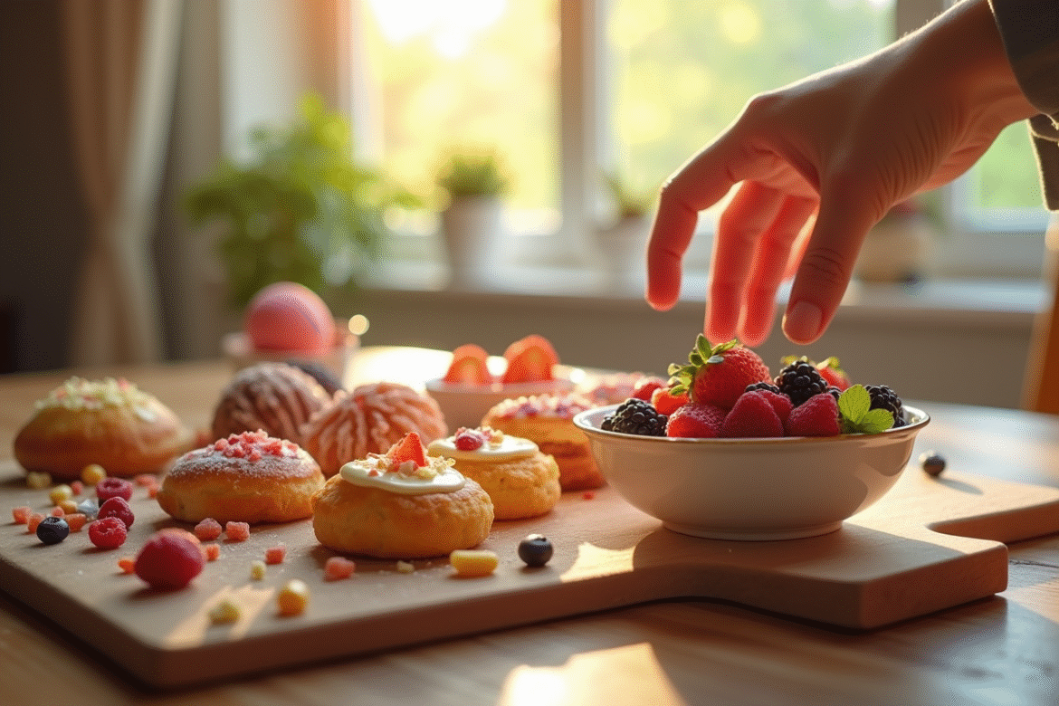 Main prenant des baies et noix fraîches pour une alimentation saine