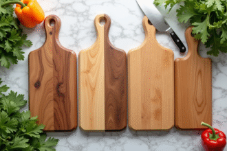 Vue de dessus de planches en bois varié avec légumes frais