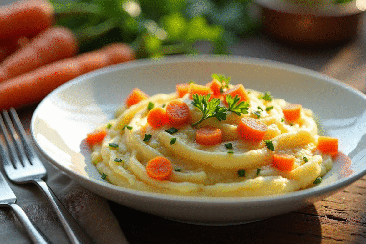Purée de carottes et pommes de terre dans un bol élégant