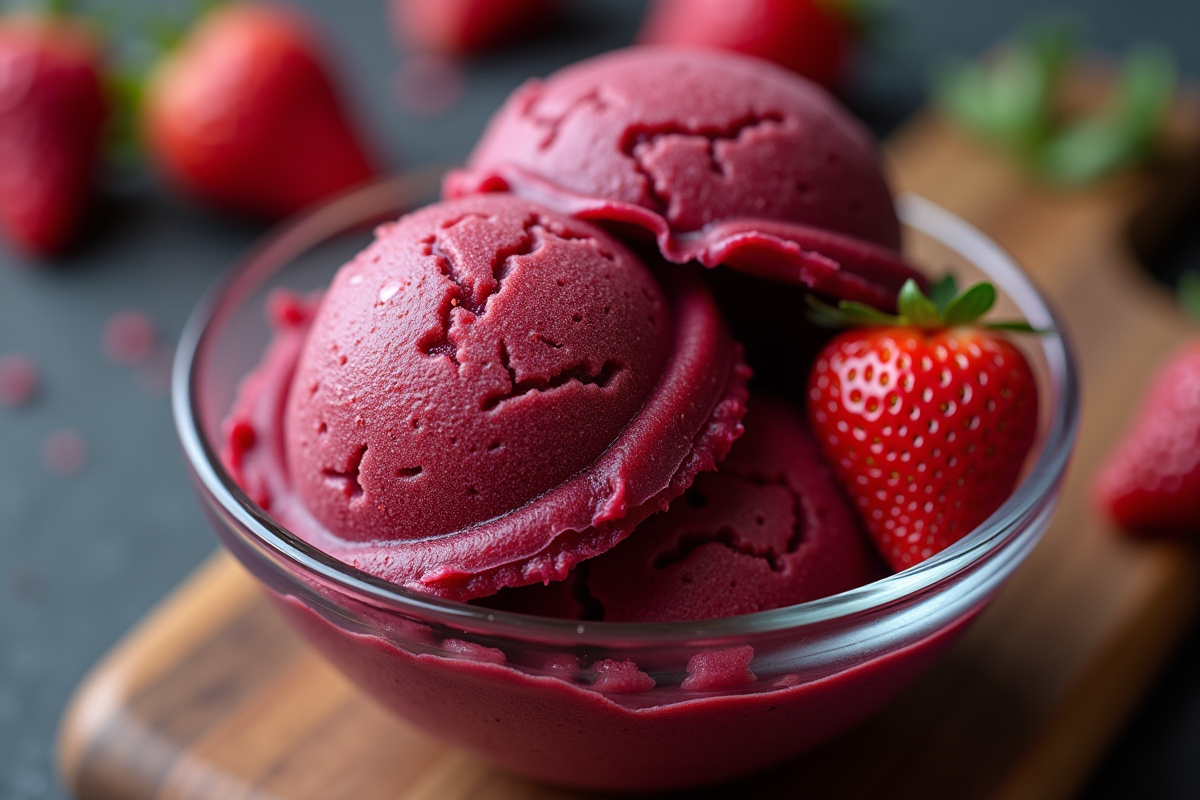 Sorbet damson aux myrtilles en gros plan rafraichissant