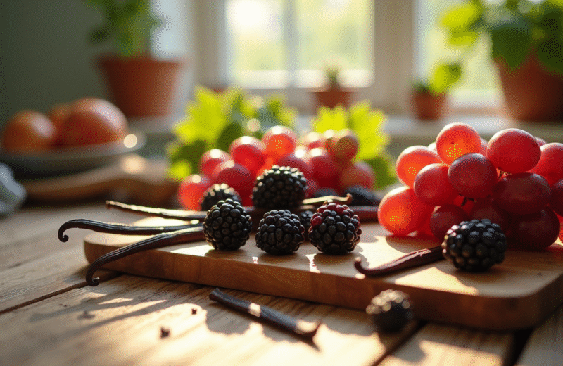 Table de fruits frais avec vanille et baies pour l article